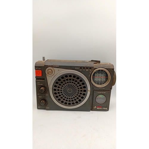 95 - Bush Sigma Four radio, made in Korea for Rank Radio International—band selector for MW, LW, VHF and ... 