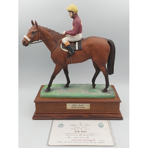 260 - Albany fine bone China figurine of Red Rum and Jockey Brian fletcher. Limited edition number 78 of 5... 