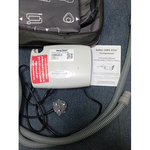 46 - Salter Labs AIRE Elite compressor nebuliser set (Ref 8353-1), with corrugated hose, power lead, asso... 