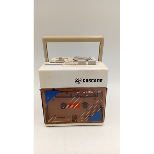 65 - Cascade portable cassette recorder with AM radio tuning, automatic stop system and carry handle; tog... 