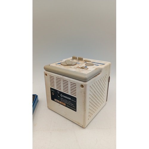 65 - Cascade portable cassette recorder with AM radio tuning, automatic stop system and carry handle; tog... 