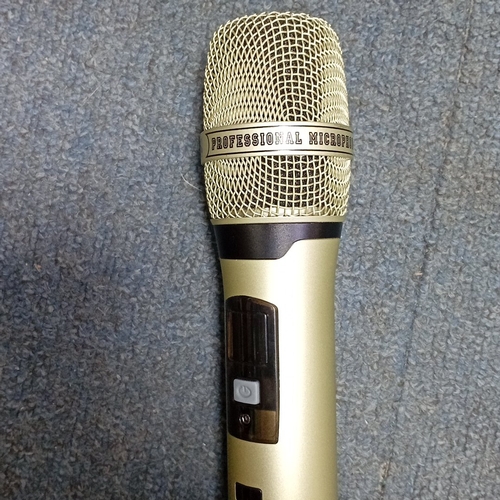 71 - KGM twin-channel UHF wireless microphone system, comprising four handheld transmitters with mesh hea... 