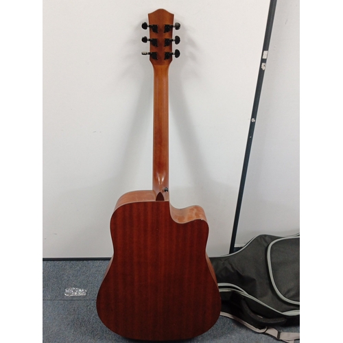 77 - Donner cutaway steel-string acoustic guitar, model DAG-1CL, with natural top, dark-stained back and ... 