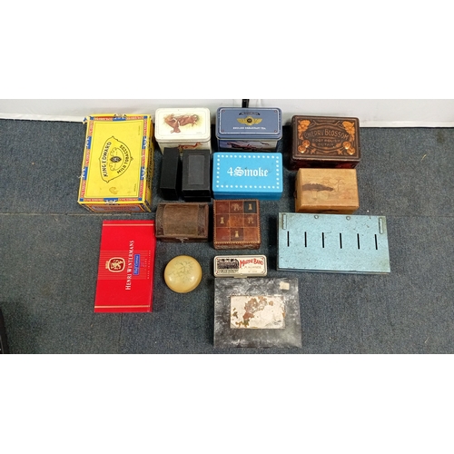 60 - An assortment of vintage tins and small boxes, including King Edward Mild Tobaccos, Henri Wintermans... 