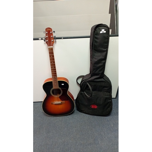 4 - Walden acoustic guitar, model F450SN, sunburst finish with pickguard and steel strings; labelled ‘De... 