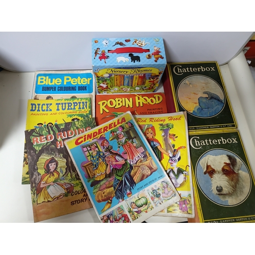56 - A collection of vintage childrens books and colouring books published 1924 to 2007 to include, Red R... 