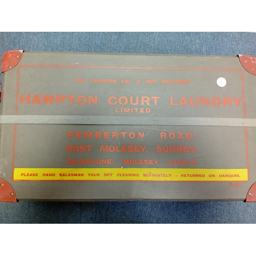 59 - A vintage laundry collection box from the Hampton Court Laundry Limited. Height 13