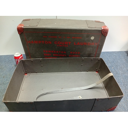 59 - A vintage laundry collection box from the Hampton Court Laundry Limited. Height 13