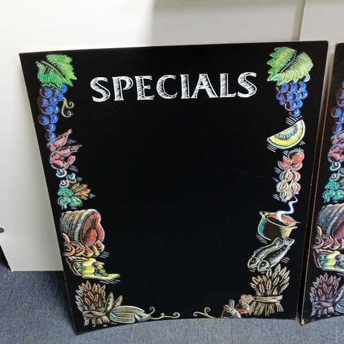 107 - A group of pub and catering chalkboards, comprising a Greenalls “The Bricklayers Arms” menu board in... 