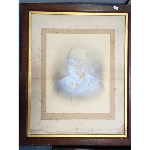 110 - A group of framed portrait photographs, late 19th/early 20th century, comprising two hand-coloured p... 