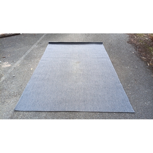 80 - IKEA ‘MORUM’ flatweave rug, in grey and ivory polypropylene with a small-scale geometric weave; bear... 