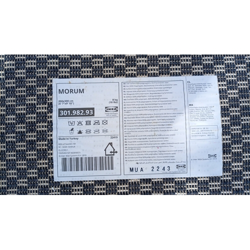 80 - IKEA ‘MORUM’ flatweave rug, in grey and ivory polypropylene with a small-scale geometric weave; bear... 