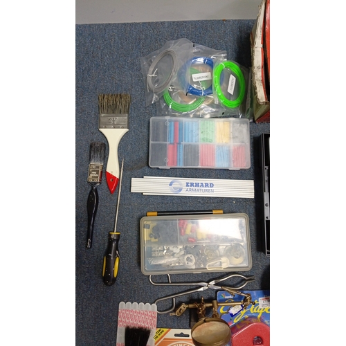 81 - A quantity of hobbyist and workshop accessories including plastic compartment organisers of small fi... 