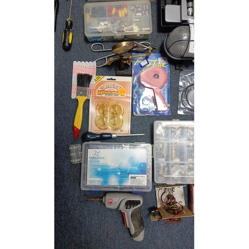 81 - A quantity of hobbyist and workshop accessories including plastic compartment organisers of small fi... 