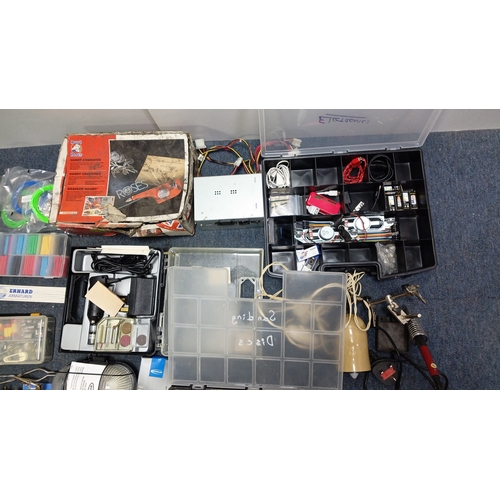 81 - A quantity of hobbyist and workshop accessories including plastic compartment organisers of small fi... 