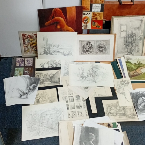 105 - A quantity of 20th century works on paper, predominantly graphite and charcoal studies with occasion... 