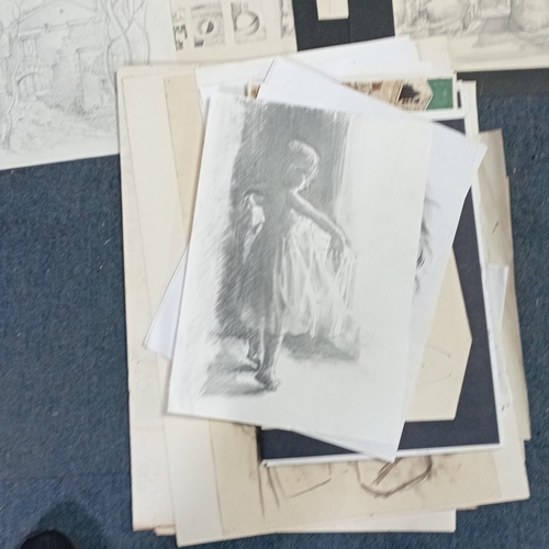 105 - A quantity of 20th century works on paper, predominantly graphite and charcoal studies with occasion... 