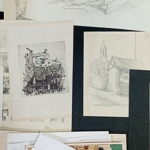 105 - A quantity of 20th century works on paper, predominantly graphite and charcoal studies with occasion... 