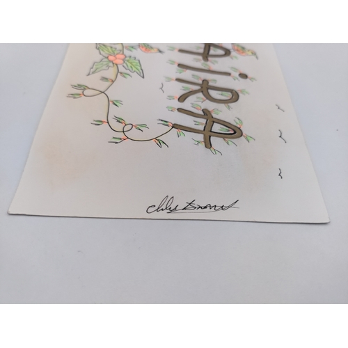 107 - A signed Charles Bronson postcard featuring drawings 