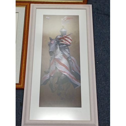 114 - A group of three framed prints, comprising two steam locomotive subjects, Height 23 inches x Width 2... 