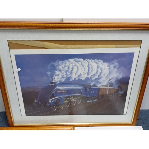 114 - A group of three framed prints, comprising two steam locomotive subjects, Height 23 inches x Width 2... 