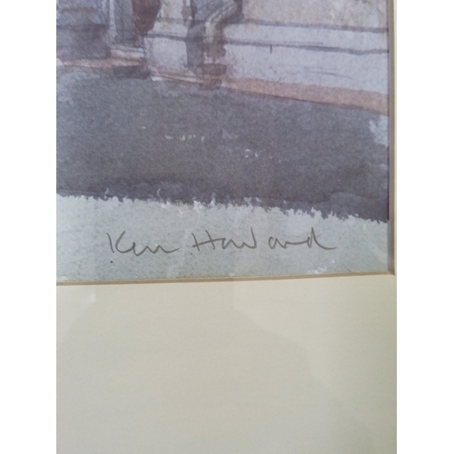 115 - A pair of framed prints depicting neoclassical buildings and landscaped grounds, each signed lower r... 