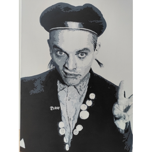 100 - A original acrylic portrait of Rik Mayall in costume from The Young Ones by local artist Stuart Mand... 