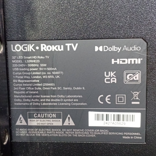 119 - Logik Roku TV 32 inches  LED Smart HD television, model L32RHE23, with Dolby Audio and HDMI connecti... 