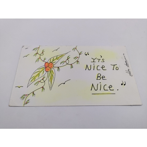 106 - A signed Charles Bronson postcard featuring drawings 