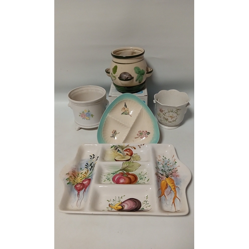 35 - A quantity of mixed ceramics including floral-decorated tea wares, transfer-printed and souvenir dis... 