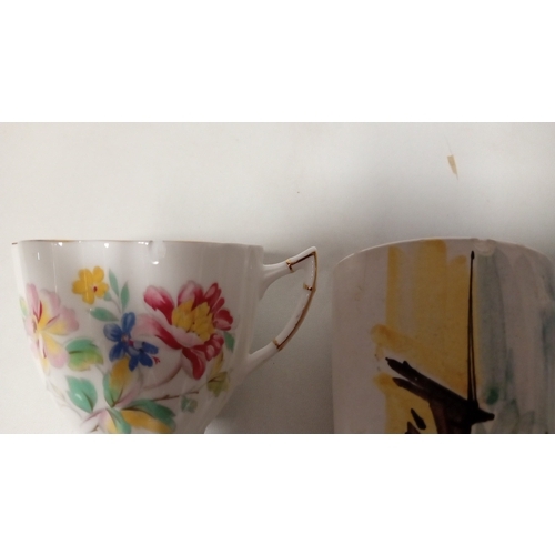 35 - A quantity of mixed ceramics including floral-decorated tea wares, transfer-printed and souvenir dis... 