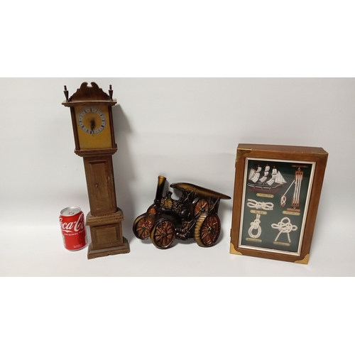 36 - A mixed group of 20th century domestic and decorative items including a mantel clock, framed nautica... 