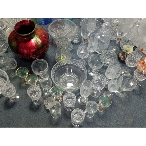 40 - A joblot of glass and cut-crystal tablewares, including decanters with stoppers, bowls, dishes, stem... 