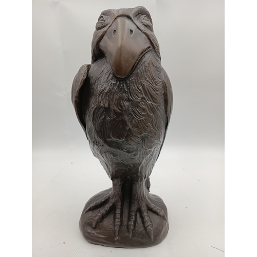 252 - A Wally Bird Style patinated bronze grotesque bird after Martin Brothers. Height 10 1/2 inches.