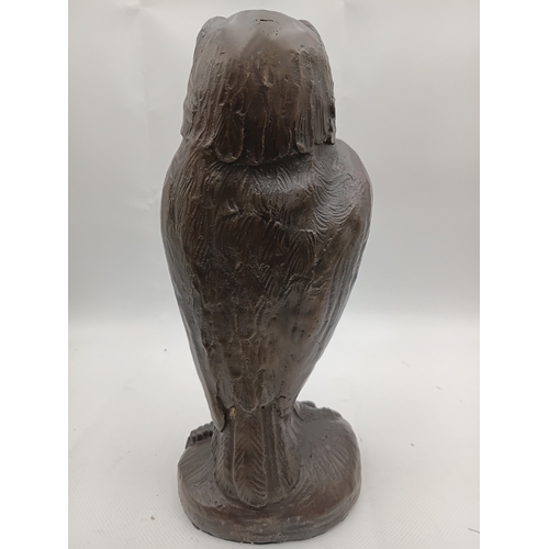 252 - A Wally Bird Style patinated bronze grotesque bird after Martin Brothers. Height 10 1/2 inches.