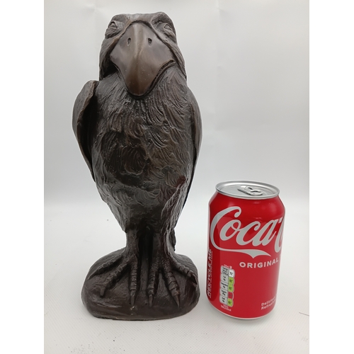 252 - A Wally Bird Style patinated bronze grotesque bird after Martin Brothers. Height 10 1/2 inches.