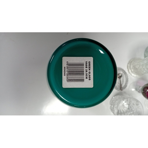 7 - A quantity of mixed decorative glass and tablewares including cut-glass tumblers and goblets, a face... 