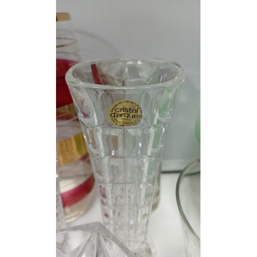 7 - A quantity of mixed decorative glass and tablewares including cut-glass tumblers and goblets, a face... 