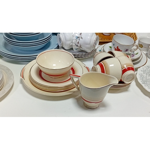 13 - A mixed lot of tableware including a Royal Albert ‘Brigadoon’ bone china teaset, a Wedgwood-style pa... 