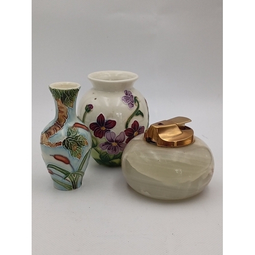 42 - Two Old Tupton Ware ceramics comprising two hand-painted vases with raised floral decoration and a R... 