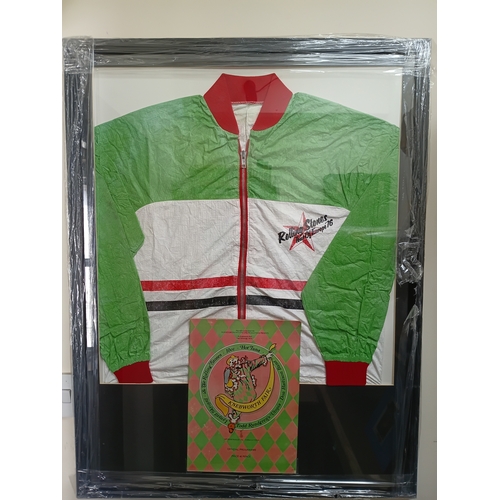 372 - A Rolling Stones Tour of Europe 1976 crew tour jacket in original frame with official programme. Fra... 