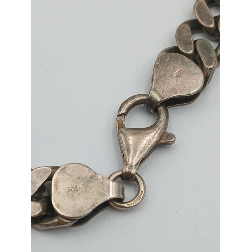 379 - A stamped 925 silver cuban link bracelet (Length 8.5 inches) and necklace (Length 20 inches). Weight... 