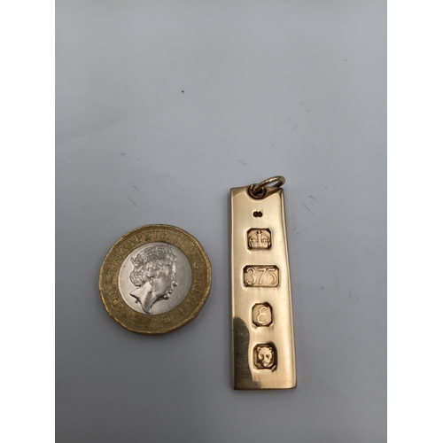 397 - A 9ct gold ingot with hallmarks. Weight 14.81 grams