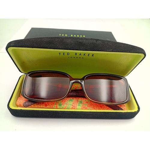 48 - Ted Baker London prescription sunglasses, red lenses and crocodile skin arms
