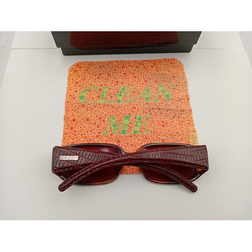 48 - Ted Baker London prescription sunglasses, red lenses and crocodile skin arms