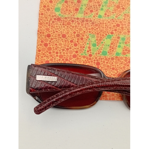 48 - Ted Baker London prescription sunglasses, red lenses and crocodile skin arms