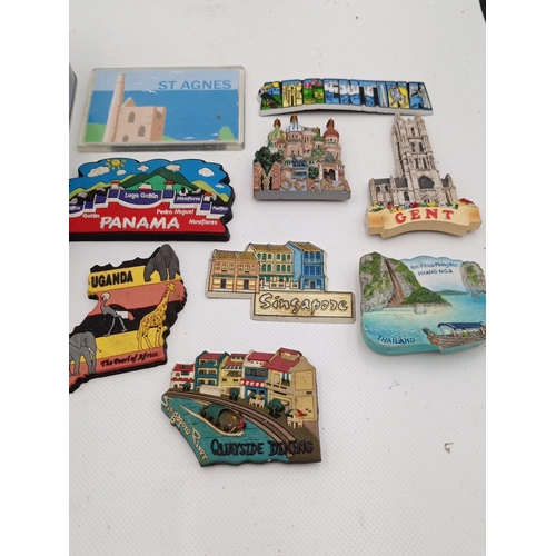 20 - A group of travel souvenir fridge magnets, including St Agnes, Panama, Uganda, Singapore, Thailand, ... 