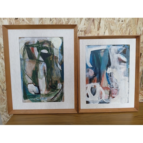 129 - A pair of original oil abstract landscape paintings by Peter Lanyon. Both signed to rear. Largest me... 