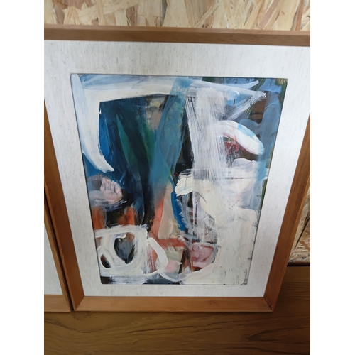 129 - A pair of original oil abstract landscape paintings by Peter Lanyon. Both signed to rear. Largest me... 