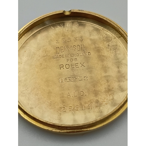479 - A 9ct gold tudor manual wind wrist watch. Working. Dennison case. stamped rolex. Apx 10g gold.